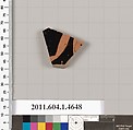 Terracotta fragment of a kylix (drinking cup), Terracotta, Greek, Attic