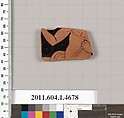 Terracotta fragment of a kylix (drinking cup), Terracotta, Greek, Attic