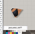 Terracotta fragment of a kylix (drinking cup), Terracotta, Greek, Attic
