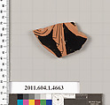Terracotta fragment of a kylix (drinking cup), Terracotta, Greek, Attic