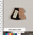 Terracotta fragment of a kylix (drinking cup), Terracotta, Greek, Attic