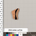 Terracotta fragment of a kylix (drinking cup), Terracotta, Greek, Attic