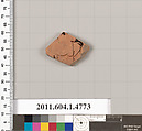 Terracotta fragment of a kylix (drinking cup), Terracotta, Greek, Attic