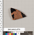 Terracotta fragment of a kylix (drinking cup), Terracotta, Greek, Attic