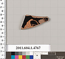 Terracotta fragment of a kylix (drinking cup), Terracotta, Greek, Attic