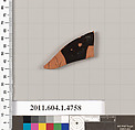 Terracotta fragment of a kylix (drinking cup), Terracotta, Greek, Attic