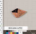 Terracotta fragment of a kylix (drinking cup), Terracotta, Greek, Attic
