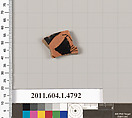 Terracotta fragment of a kylix (drinking cup), Terracotta, Greek, Attic