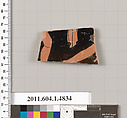 Terracotta fragment of a kylix (drinking cup), Terracotta, Greek, Attic