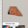 Terracotta fragment of a kylix (drinking cup), Terracotta, Greek, Attic