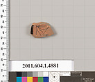 Terracotta fragment of a kylix (drinking cup), Terracotta, Greek, Attic