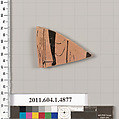 Terracotta fragment of a kylix (drinking cup), Terracotta, Greek, Attic