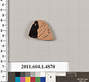 Terracotta fragment of a kylix (drinking cup), Terracotta, Greek, Attic