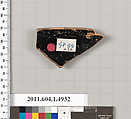 Terracotta rim fragment of a kylix (drinking cup), Terracotta, Greek, Attic