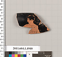 Terracotta rim fragment of a kylix (drinking cup), Terracotta, Greek, Attic