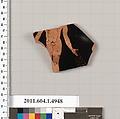 Terracotta fragment of a kylix (drinking cup), Terracotta, Greek, Attic