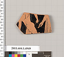 Terracotta fragment of a kylix (drinking cup), Attributed as Epeleian [DvB], Terracotta, Greek, Attic