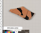 Terracotta fragment of a kylix (drinking cup), Terracotta, Greek, Attic