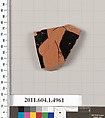 Terracotta fragment of a kylix (drinking cup), Terracotta, Greek, Attic