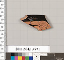 Terracotta rim fragment of a kylix (drinking cup), Terracotta, Greek, Attic