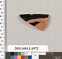 Terracotta rim fragment of a kylix (drinking cup), Terracotta, Greek, Attic