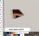 Terracotta rim fragment of a kylix (drinking cup), Terracotta, Greek, Attic