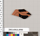 Terracotta fragment of a kylix (drinking cup), Terracotta, Greek, Attic