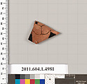 Terracotta fragment of a kylix (drinking cup), Terracotta, Greek, Attic