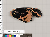 Terracotta rim fragment of a kylix (drinking cup), Terracotta, Greek, Attic