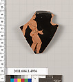 Terracotta rim fragment of a kylix (drinking cup), Terracotta, Greek, Attic