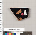 Terracotta fragment of a kylix (drinking cup), Terracotta, Greek, Attic