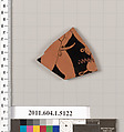 Terracotta fragment of a kylix (drinking cup), Terracotta, Greek, Attic
