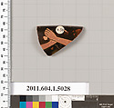 Terracotta fragment of a kylix (drinking cup), Terracotta, Greek, Attic