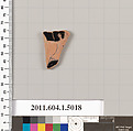 Terracotta fragment of a kylix (drinking cup), Terracotta, Greek, Attic