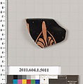 Terracotta rim fragment of a kylix (drinking cup), Terracotta, Greek, Attic