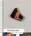 Terracotta fragment of a kylix (drinking cup), Terracotta, Greek, Attic