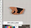 Terracotta fragment of a kylix (drinking cup), Terracotta, Greek, Attic