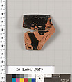 Terracotta rim fragment of a kylix (drinking cup), Terracotta, Greek, Attic