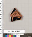 Terracotta fragment of a kylix (drinking cup), Terracotta, Greek, Attic