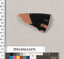 Terracotta rim fragment of a kylix (drinking cup), Terracotta, Greek, Attic
