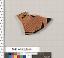 Terracotta fragment of a kylix (drinking cup), Terracotta, Greek, Attic