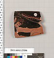 Terracotta rim fragment of a kylix (drinking cup), Terracotta, Greek, Attic