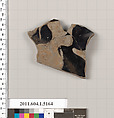 Terracotta fragment of a kylix (drinking cup), Terracotta, Greek, Attic