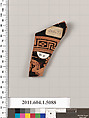 Terracotta fragment of a kylix (drinking cup), Terracotta, Greek, Attic