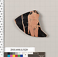 Terracotta fragment of a kylix (drinking cup), Terracotta, Greek, Attic
