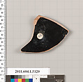 Terracotta fragment of a kylix (drinking cup), Terracotta, Greek, Attic