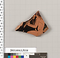 Terracotta fragment of a kylix (drinking cup), Terracotta, Greek, Attic