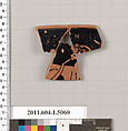 Terracotta rim fragment of a kylix (drinking cup), Terracotta, Greek, Attic