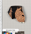 Terracotta fragment of a kylix (drinking cup), Attributed to Makron [DvB], Terracotta, Greek, Attic