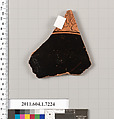 Terracotta fragment of a kylix (drinking cup), Attributed to Makron [DvB], Terracotta, Greek, Attic
